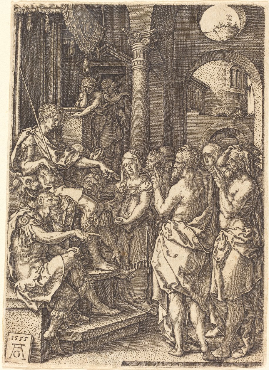 The Two Elders Before the Judge, 1555 by Heinrich Aldegrever
