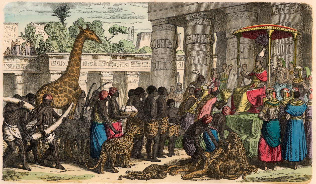 Ancient Egypt: Ethiopians bring their tributes before the Pharaoh by Heinrich Leutemann