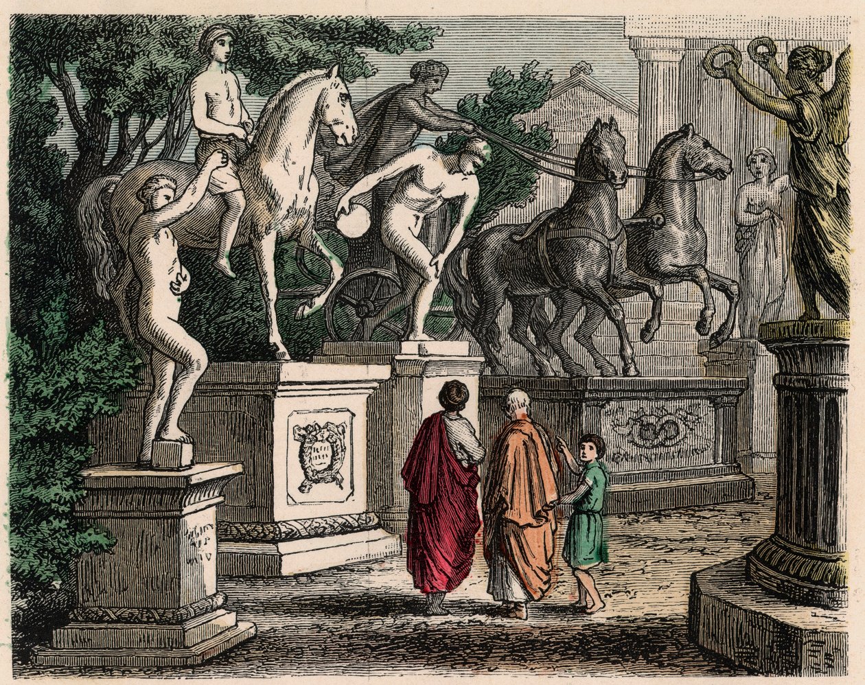 Ancient Greece: Olympic Champions Statues Erected in Olympia, 1866 by Heinrich Leutemann
