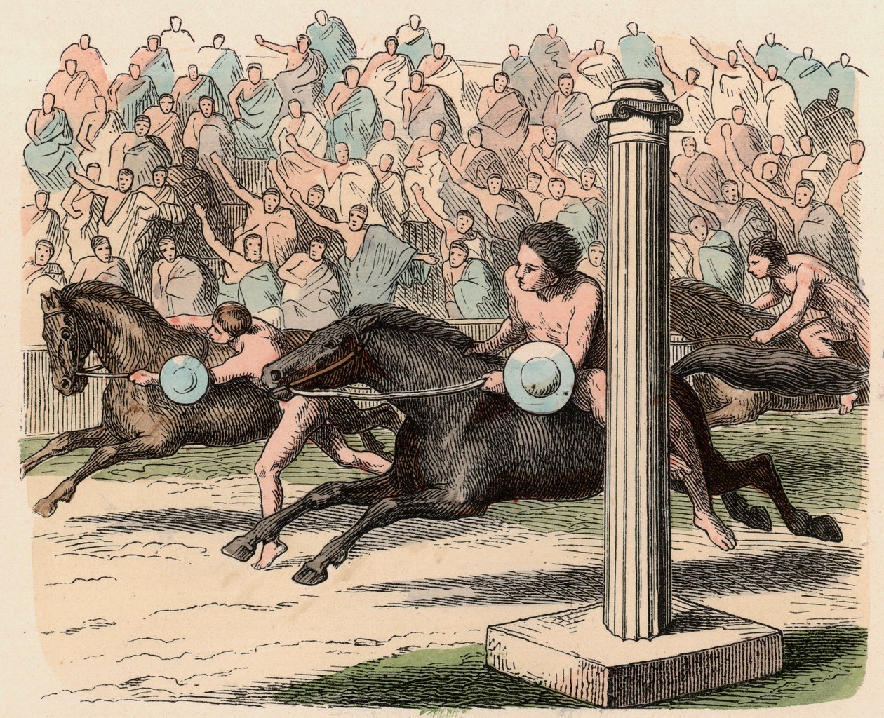 Ancient Greece: Sport: Mounting and Dismounting from a Horse at Speed by Heinrich Leutemann