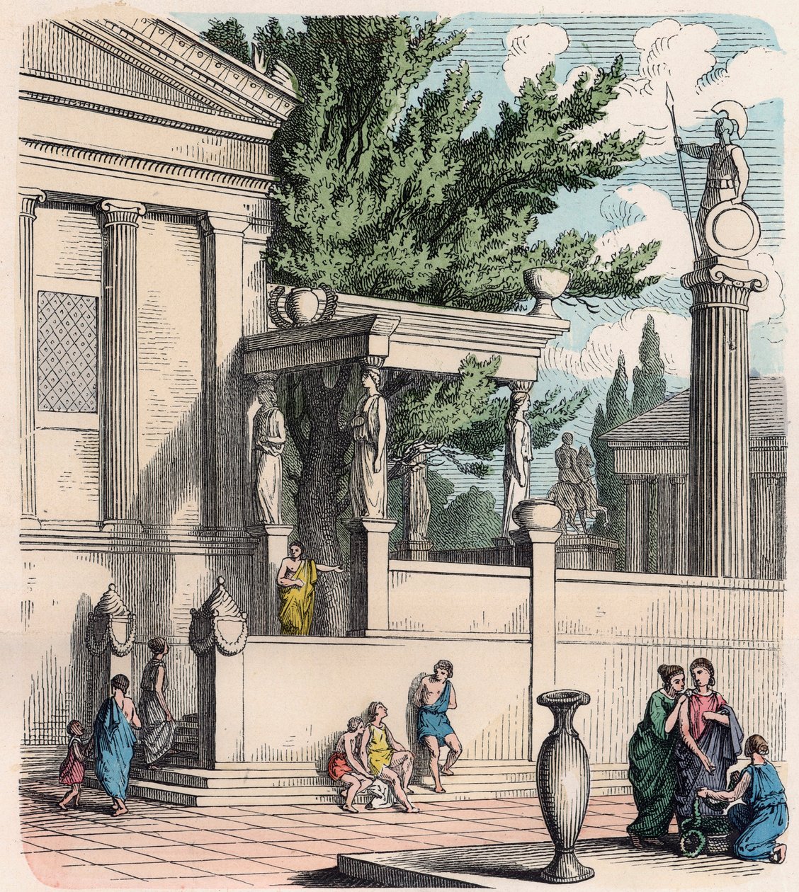 Ancient Greece: The holy olive tree at the castle (Acropolis) in Athens by Heinrich Leutemann