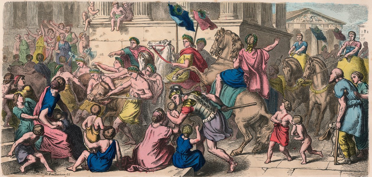 Ancient Rome: Procession (Pompa) to the Games in the Circus - Competitors Procession Towards the Arena by Heinrich Leutemann