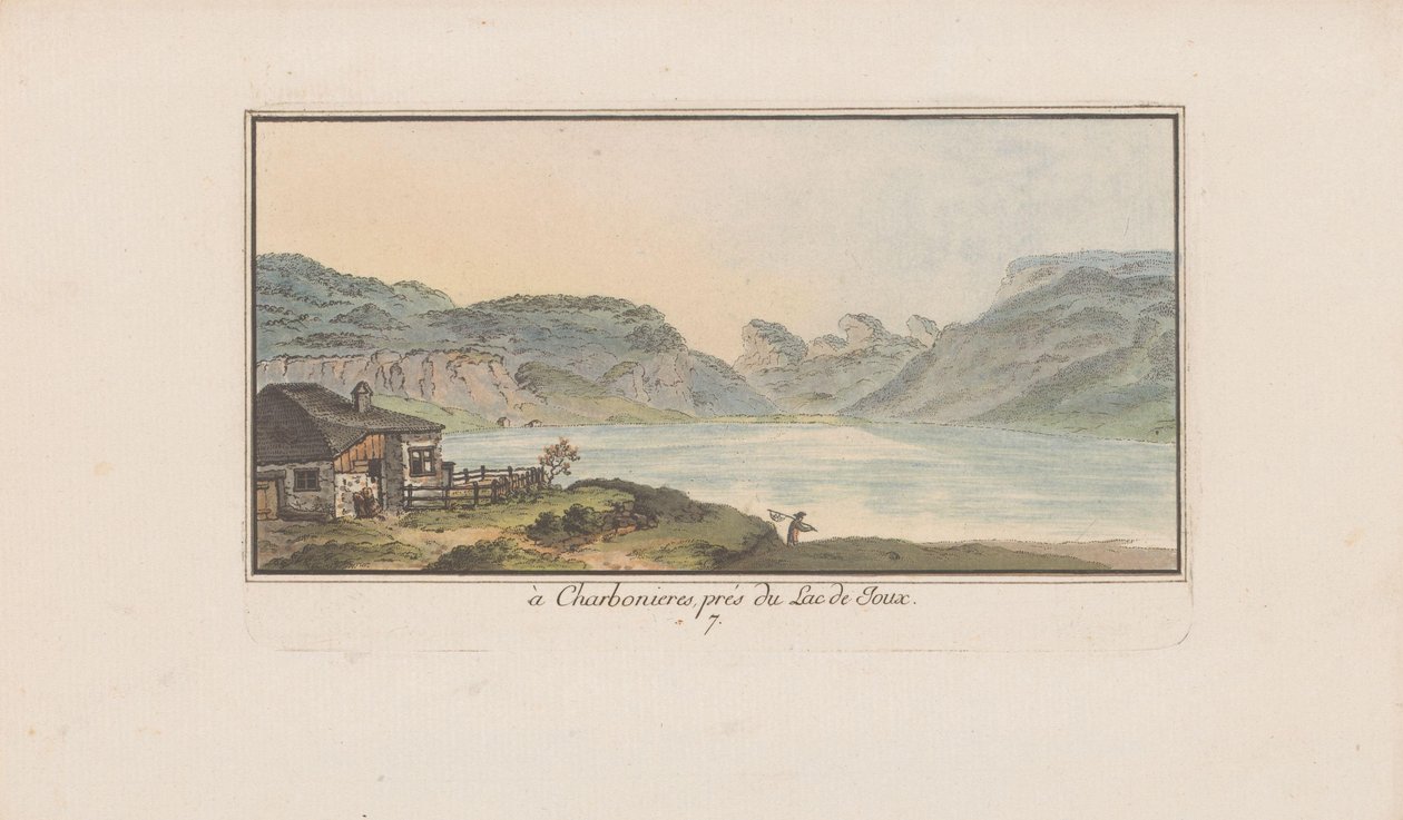 View of Les Charbonnières at Lac de Joux (series: Landscapes in Switzerland, Collection of Some Views in Switzerland) by Heinrich Rieter