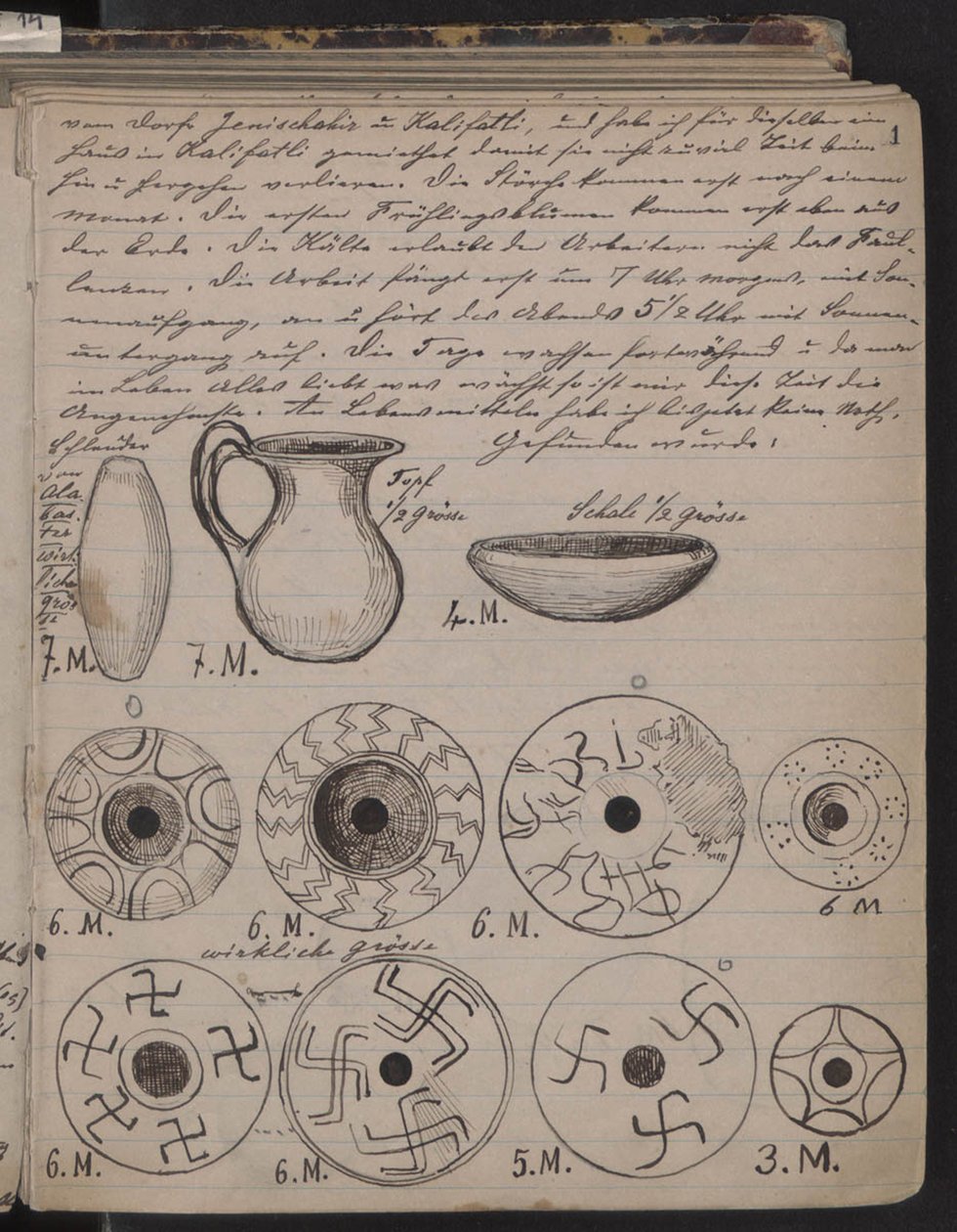The Schliemanns diary contains sketches of discoveries by Heinrich Schliemann