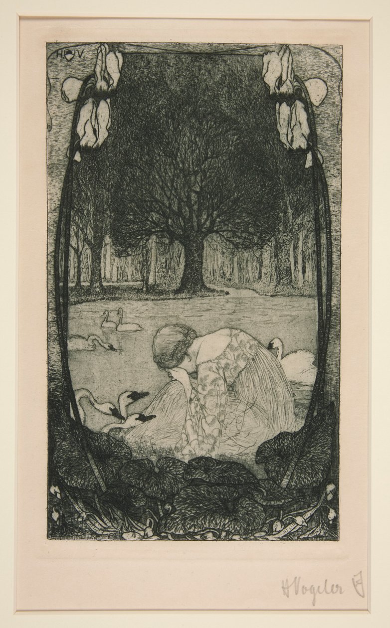 Woman Crying at Lake by Heinrich Vogeler