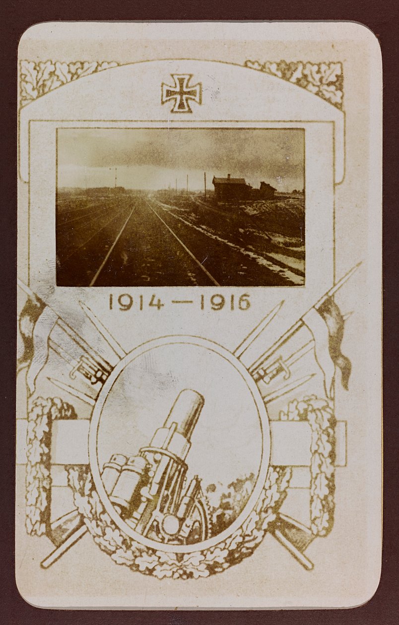 First World War: The Ukraine in the Years 1914-1916 During the Invasion of the German Army. Railroad Tracks by Heldenfriedhof Dsessentniki (attr. to)