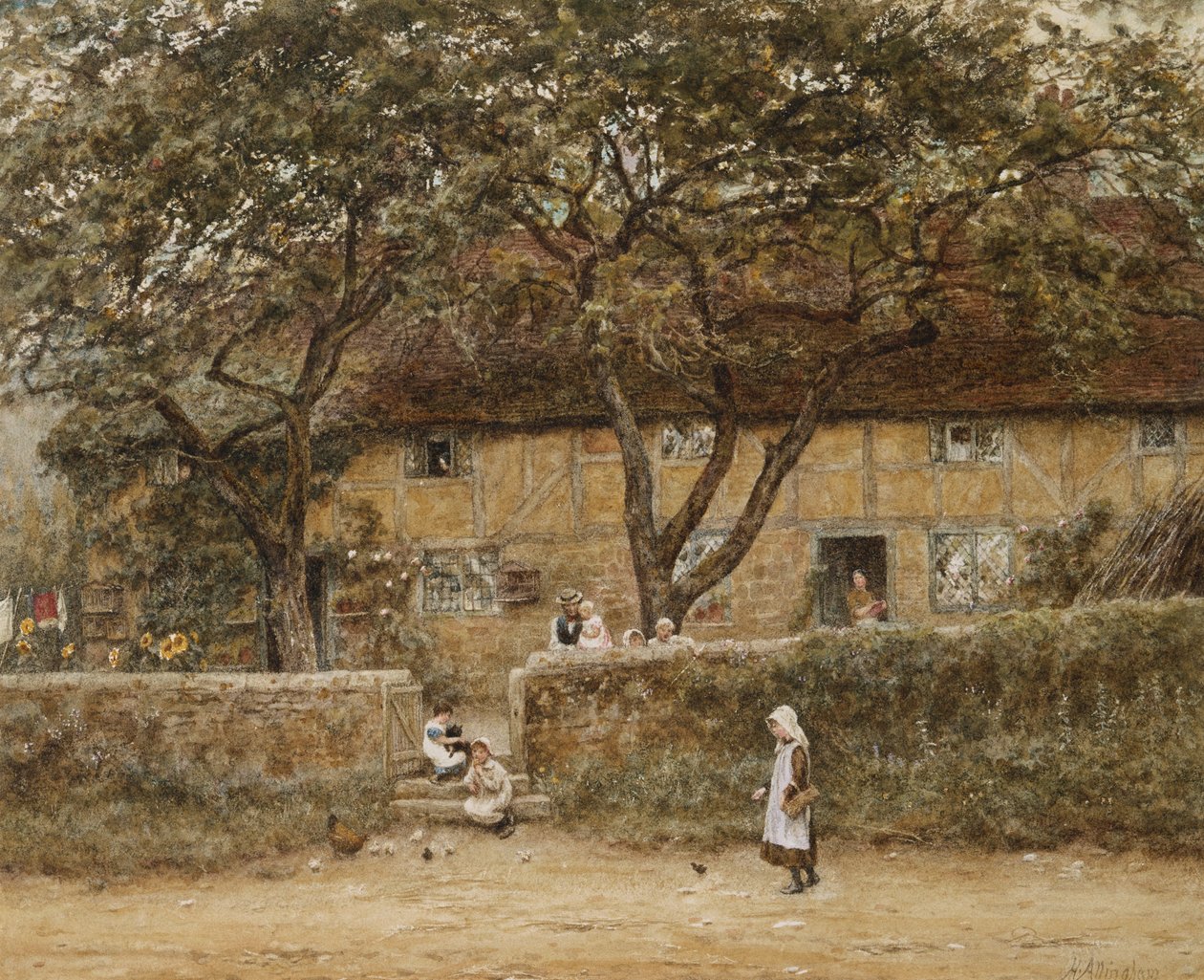 Children outside a Cottage by Helen Allingham
