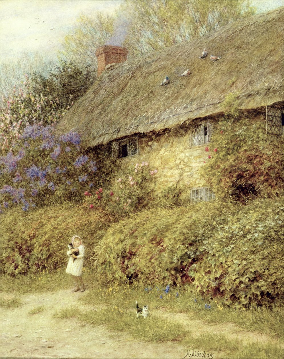 Old Cottage at Freshwater, Isle of Wight by Helen Allingham