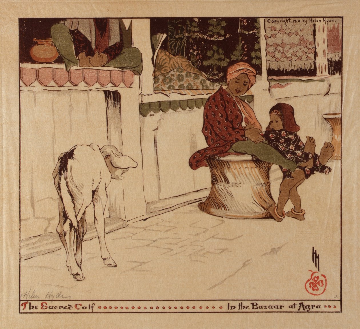 The Sacred Calf in the Bazaar at Agra by Helen Hyde