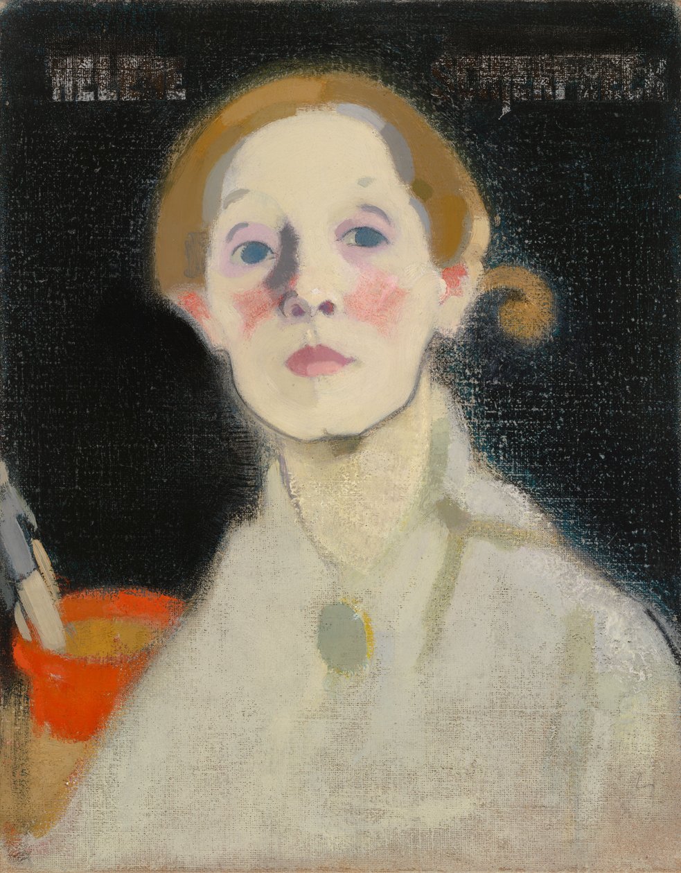 Self-Portrait, Black Background by Helene Schjerfbeck