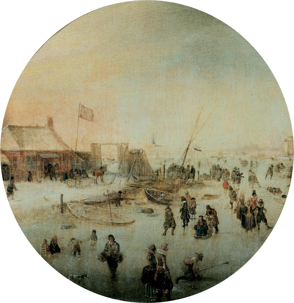 Winter Landscape with Skaters and People Playing Kolf by Hendrick Avercamp