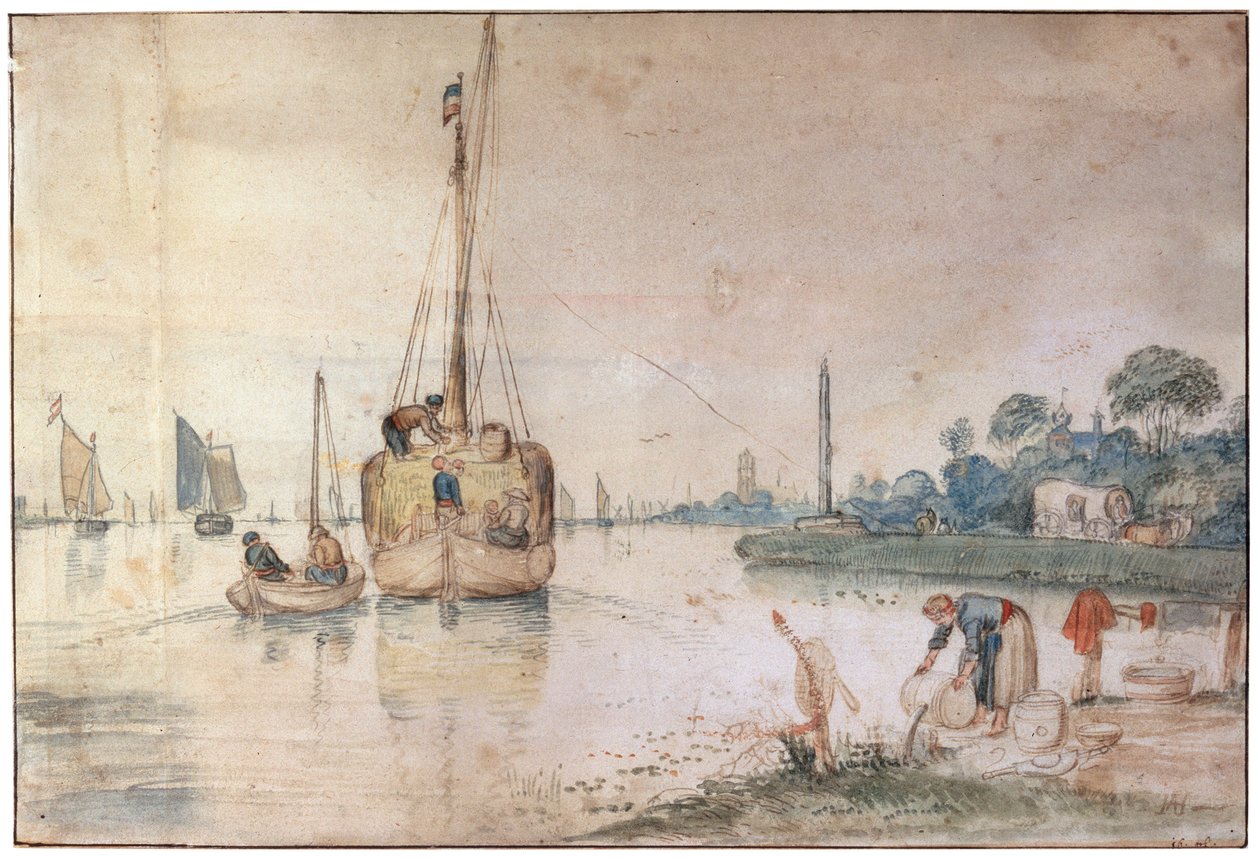A Barge with Hay by Hendrick Avercamp
