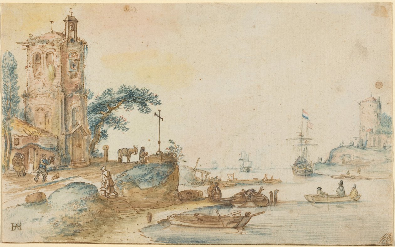 Scene with a Tower to the Left by Hendrick Avercamp