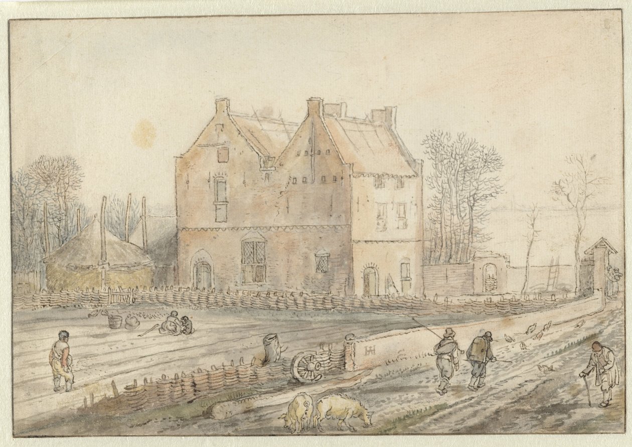 View of a Country House with Sowers in the Field by Hendrick Avercamp