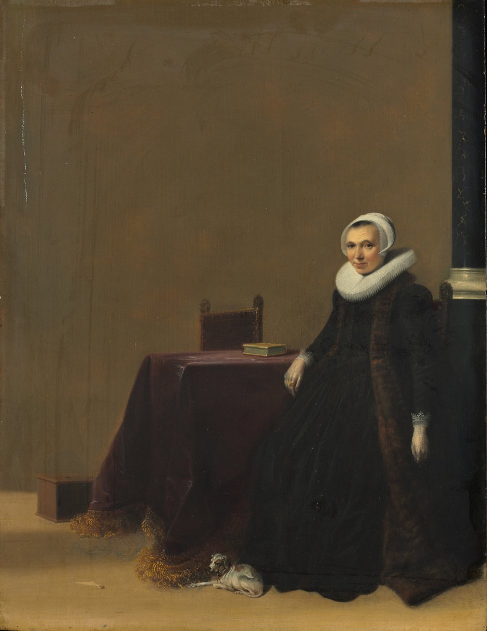 Portrait of a Woman with a Dog by Hendrick Gerritsz Pot