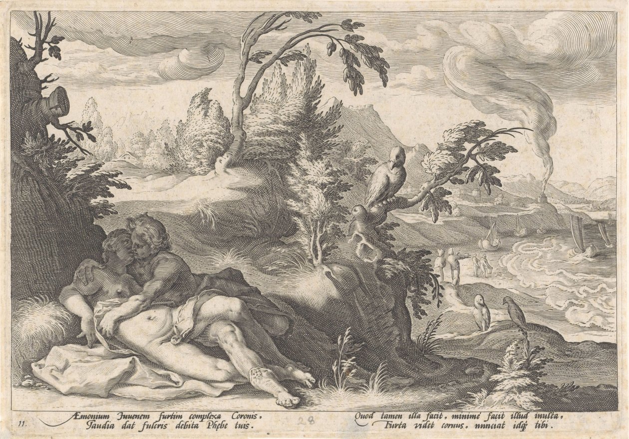 Apollo and Coronis (Metamorphoses of Ovid) by Hendrick Goltzius (workshop of)