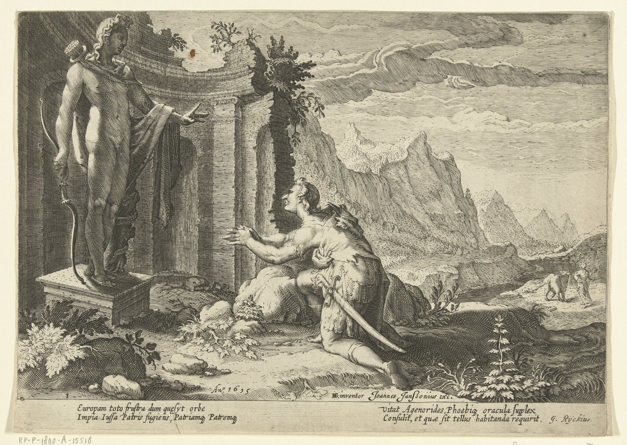 Cadmus Asks the Oracle of Delphi What to Do Since He Could Not Find His Sister Europa by Hendrick Goltzius (workshop of)