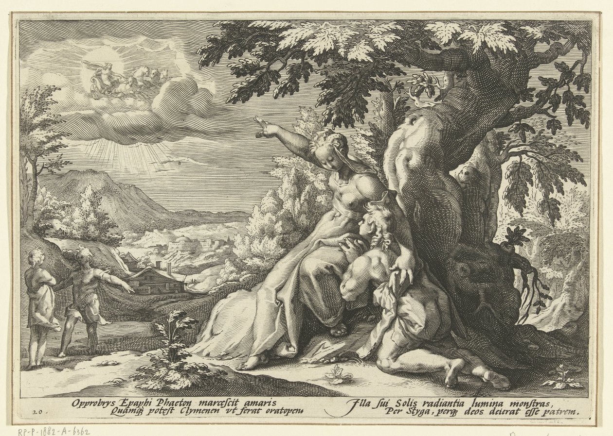 Clymene Shows Phaethon His Father, the Sun God by Hendrick Goltzius (workshop of)