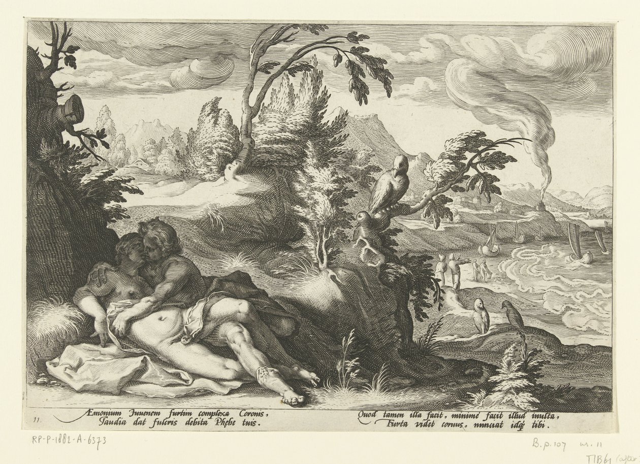 Corvus Catches the Girl Coronis (Ovid