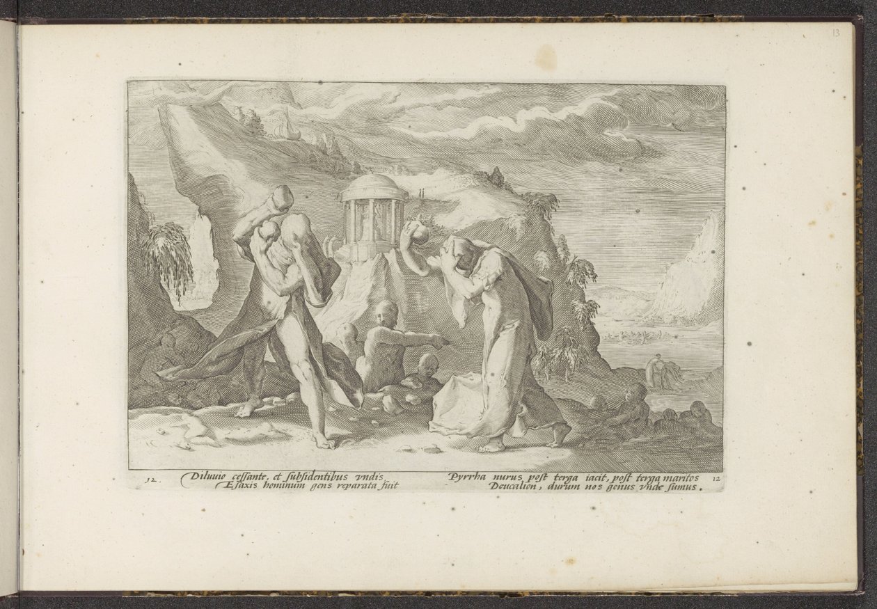 Deucalion and Pyrrha Creating a New Human Race by Hendrick Goltzius (workshop of)