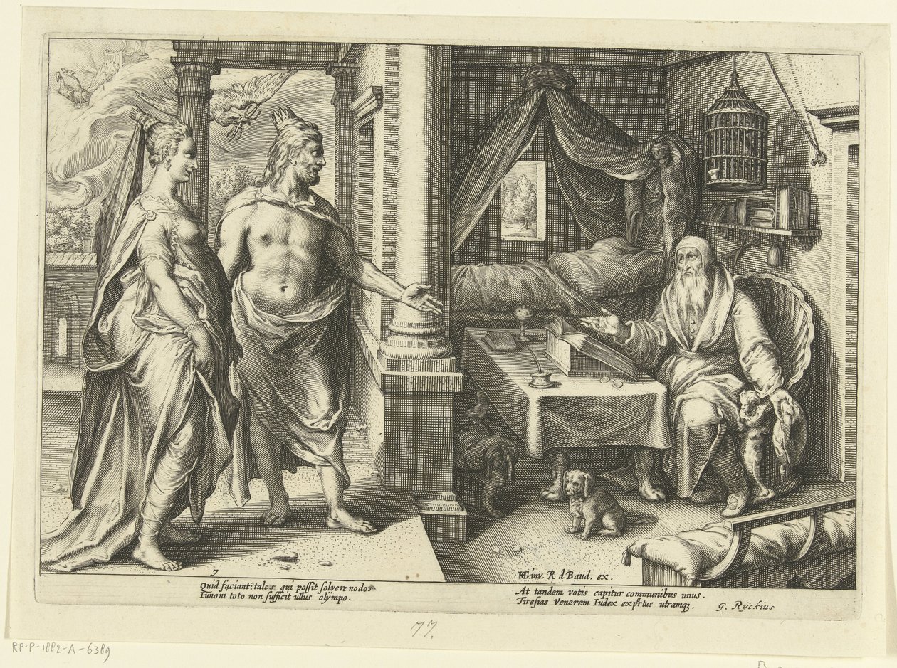 Juno and Jupiter Consult with Tiresias by Hendrick Goltzius (workshop of)