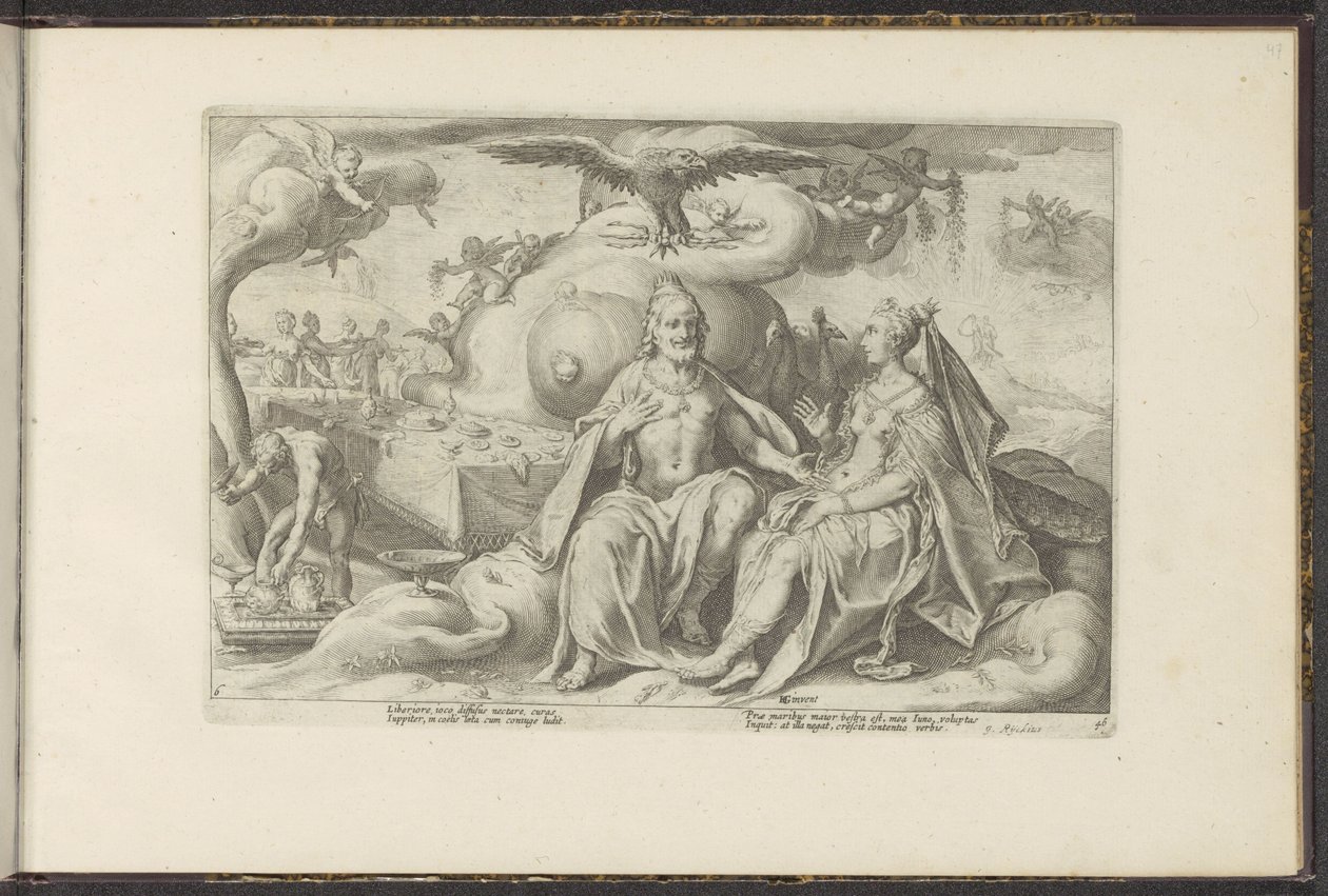 Jupiter and Juno Discussing Which Sex Enjoys Love More by Hendrick Goltzius (workshop of)