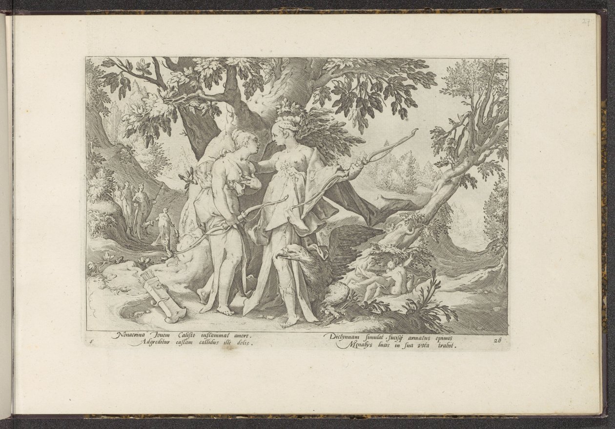 Jupiter Seduces Callisto in the Form of Diana by Hendrick Goltzius (workshop of)