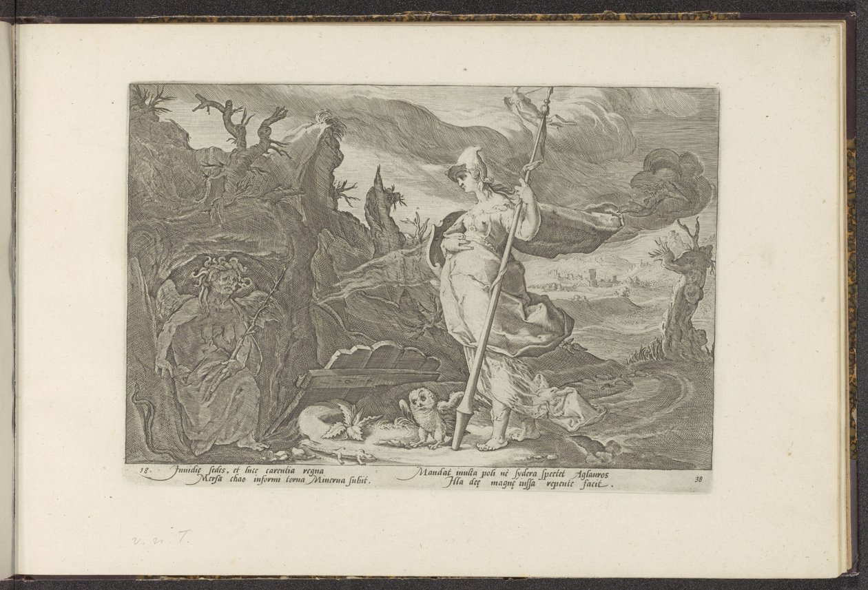 Minerva Asks Envy to Incite Jealousy in Aglauros by Hendrick Goltzius (workshop of)