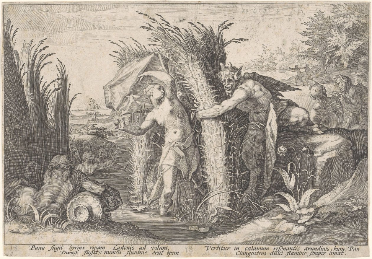 Pan and Syrinx by Hendrick Goltzius (workshop of)