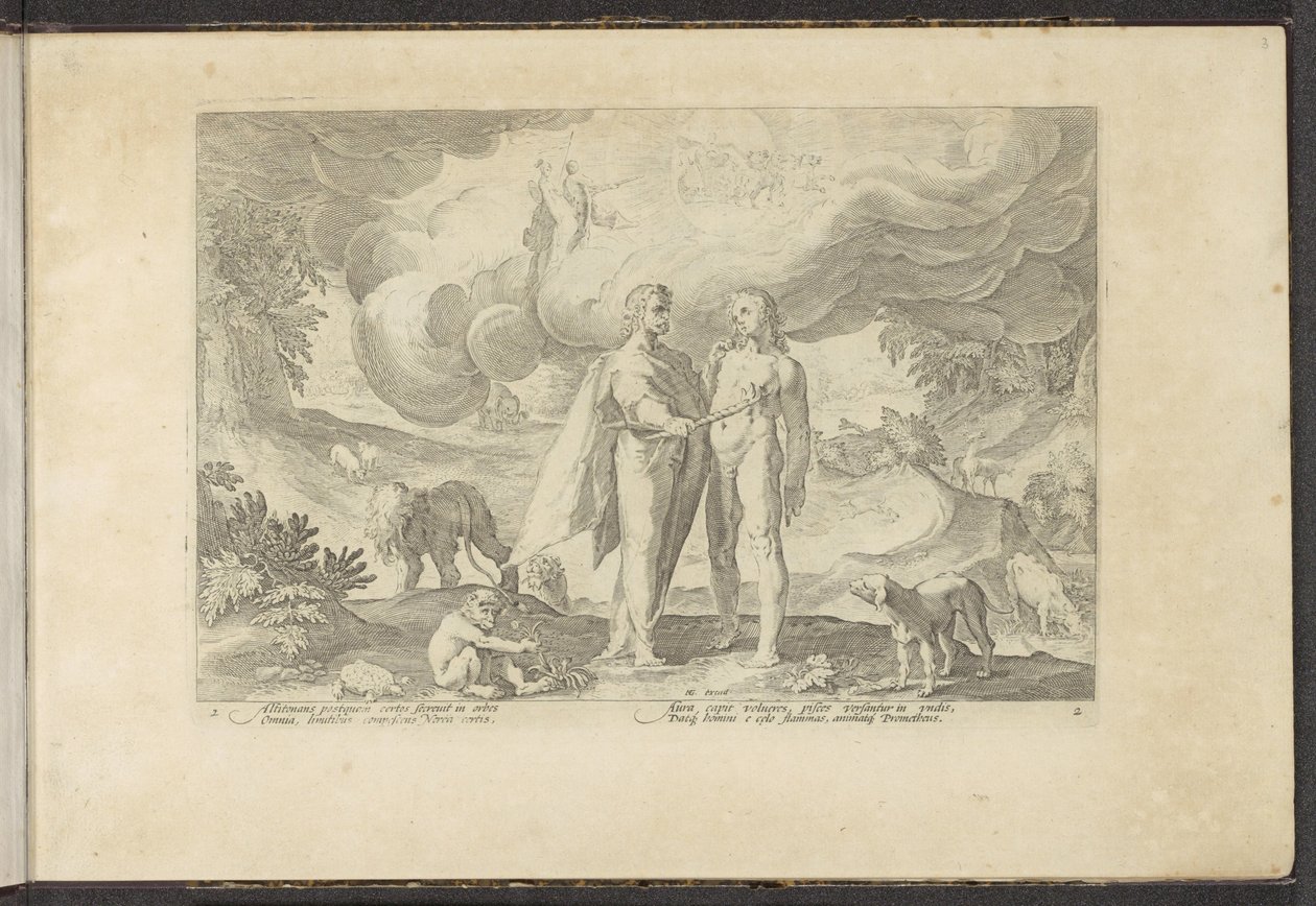 Prometheus Giving Fire to Man by Hendrick Goltzius (workshop of)