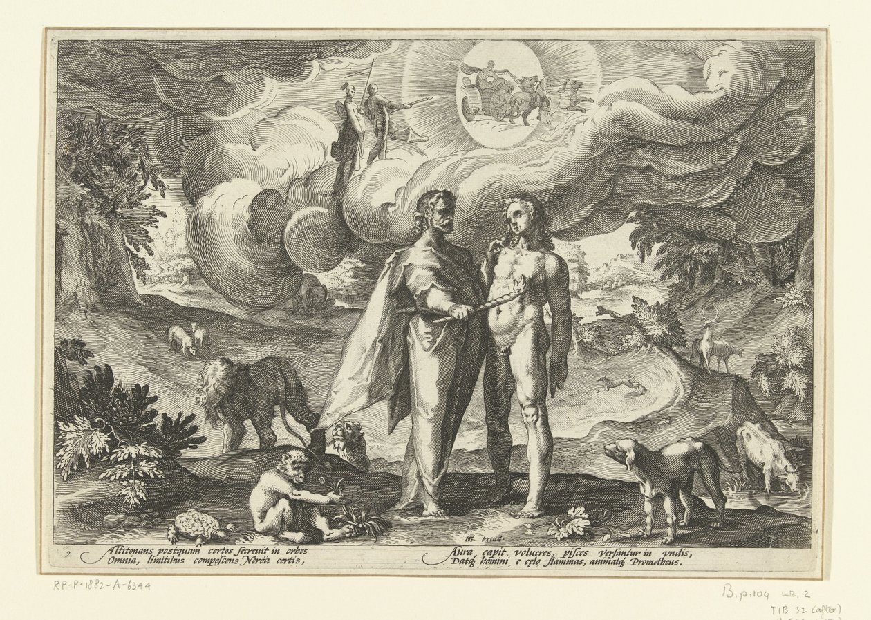 Prometheus Giving Fire to Man (series title: Ovid