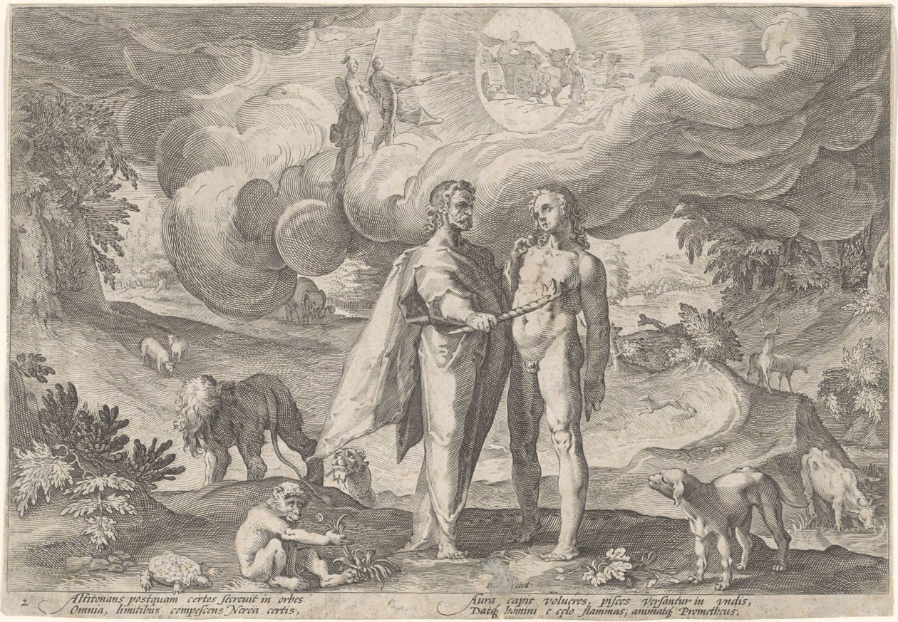 Prometheus Creates the First Man by Hendrick Goltzius (workshop of)