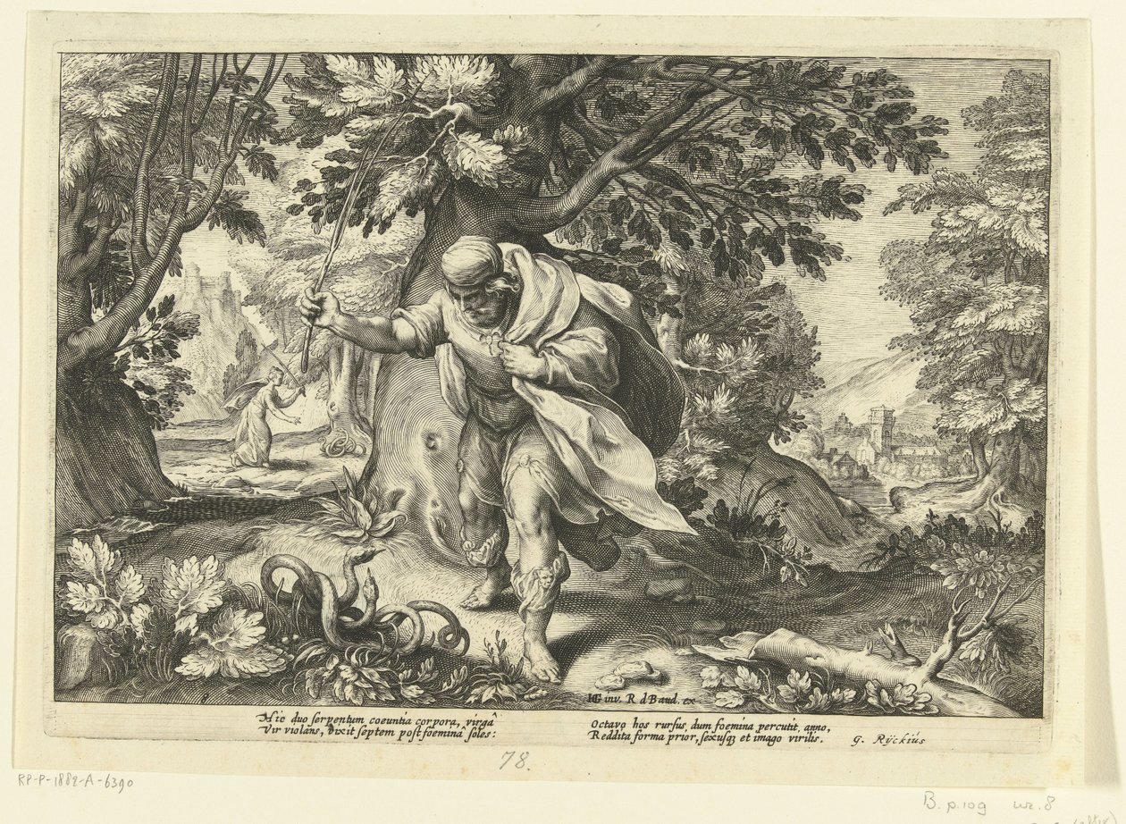 Tiresias Strikes Two Mating Snakes, Ovid
