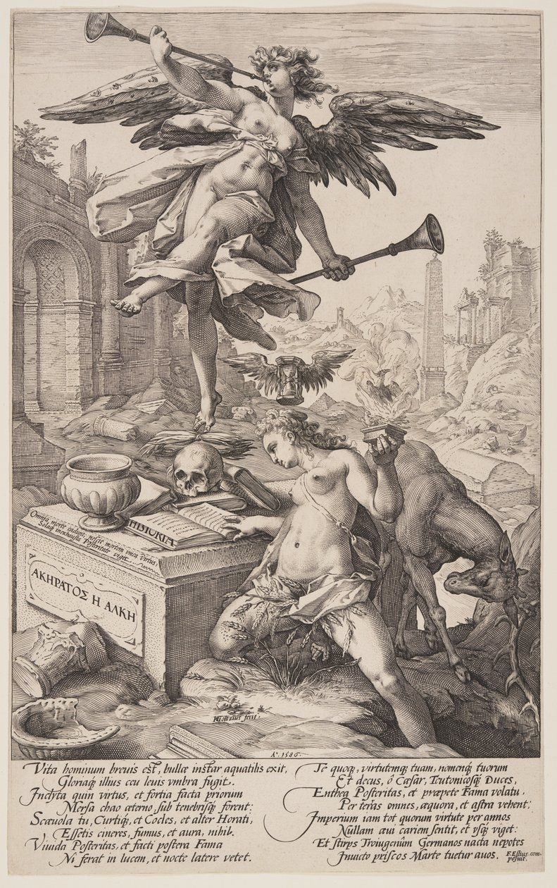 Allegory of Fame and History, from The Roman Heroes by Hendrick Goltzius