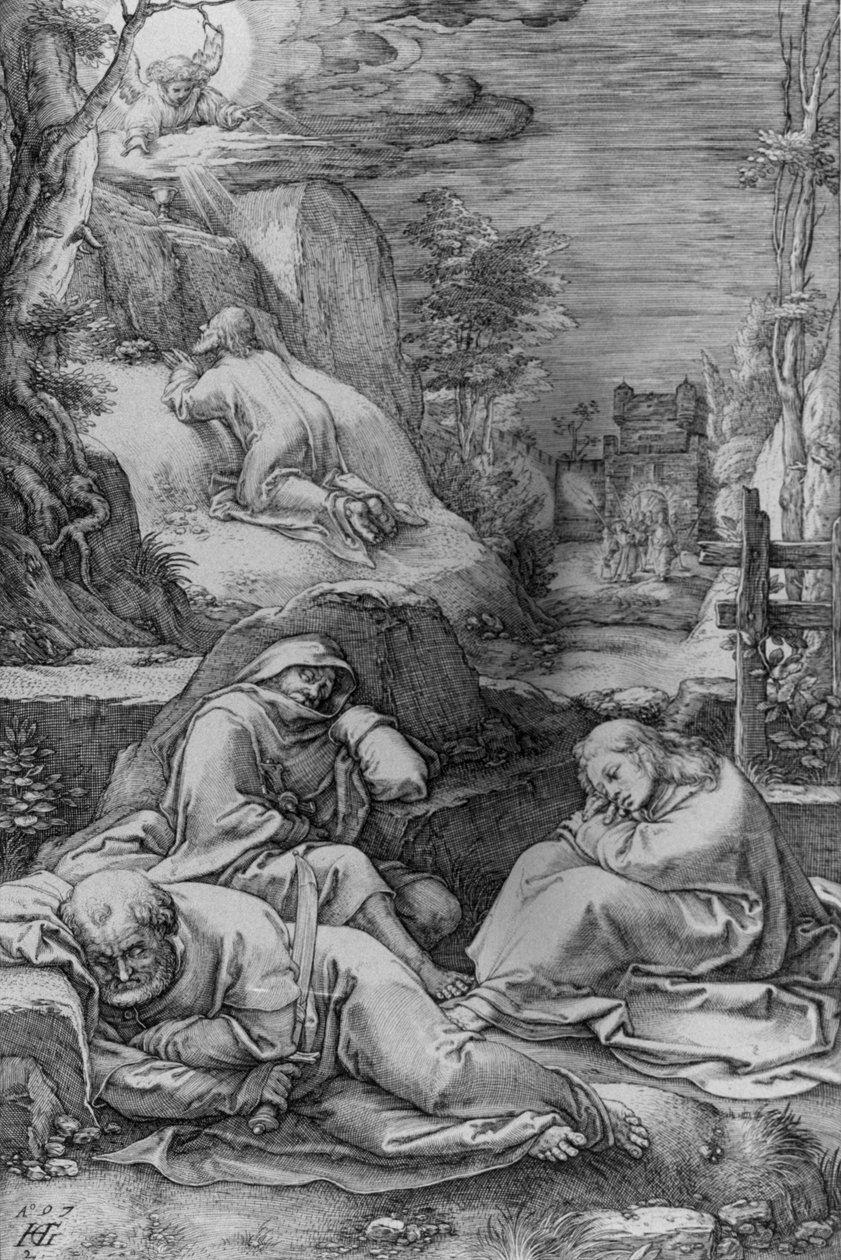 Christ on the Mount of Olives, number 2 from the series “The Passion” by Hendrick Goltzius