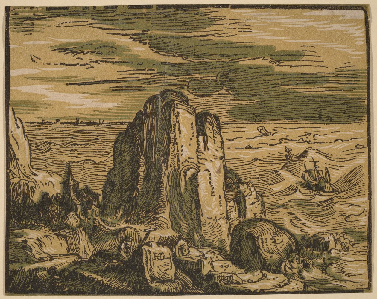 Cliff on a Seashore by Hendrick Goltzius
