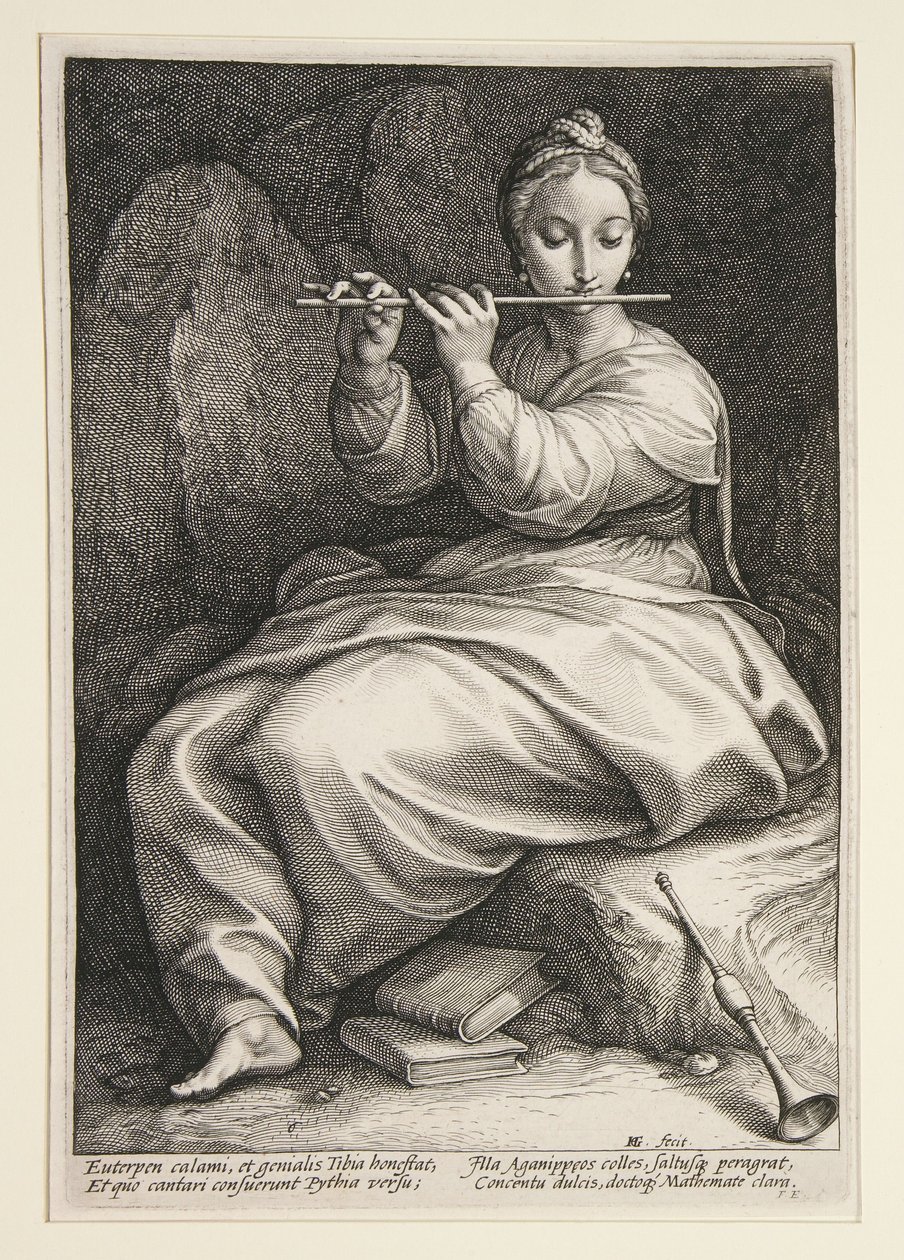 Euterpe, Plate 6 from the Series The Nine Muses by Hendrick Goltzius