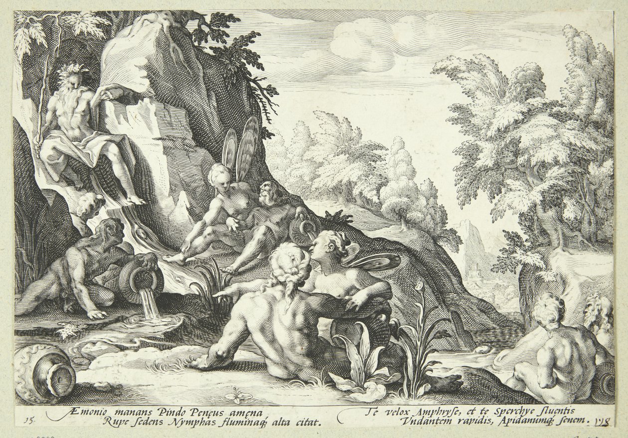 The River God Peneus Surrounded by Other Divine Figures by Hendrick Goltzius