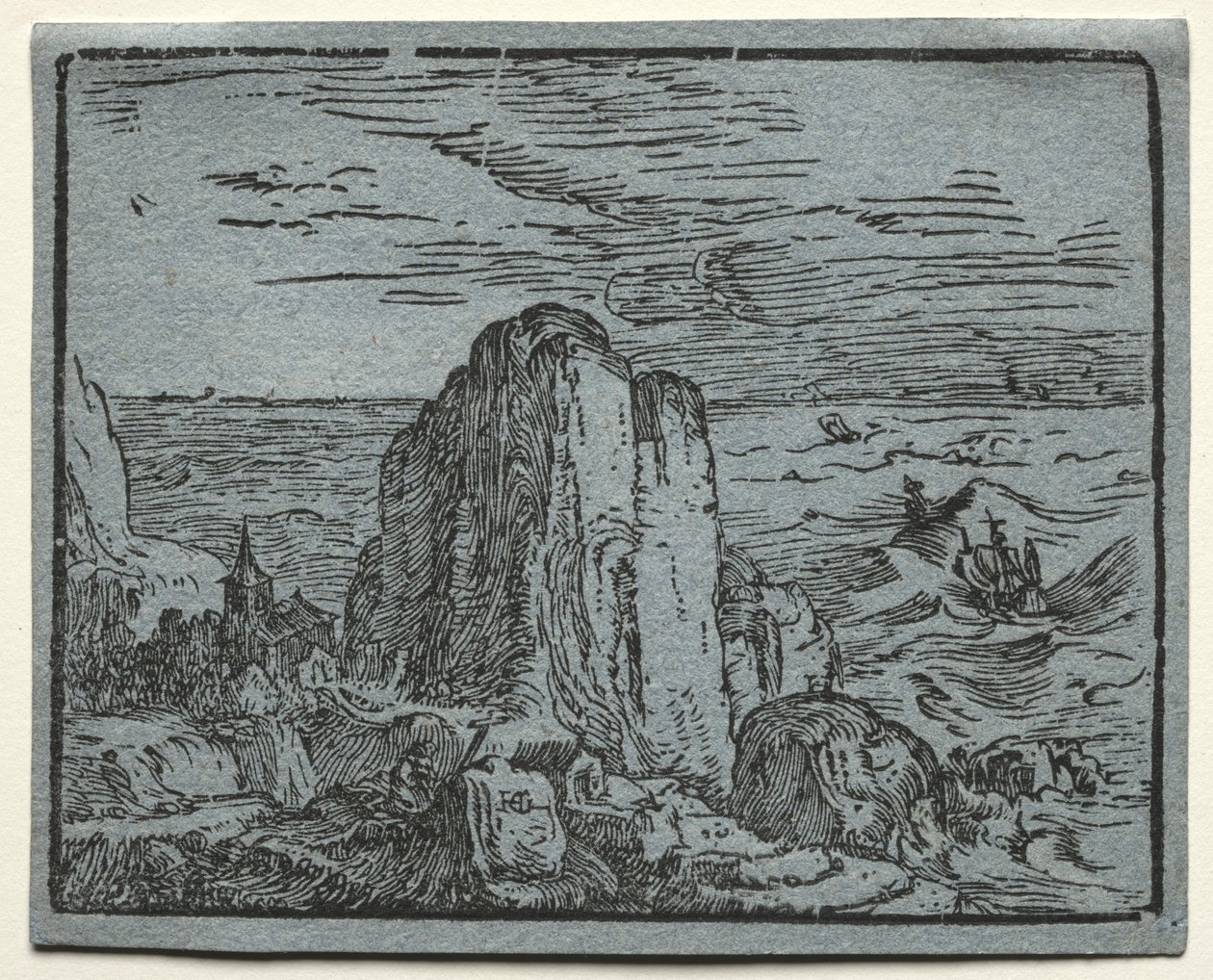 Four Small Landscapes: No.4, Cliff on the Seashore by Hendrick Goltzius