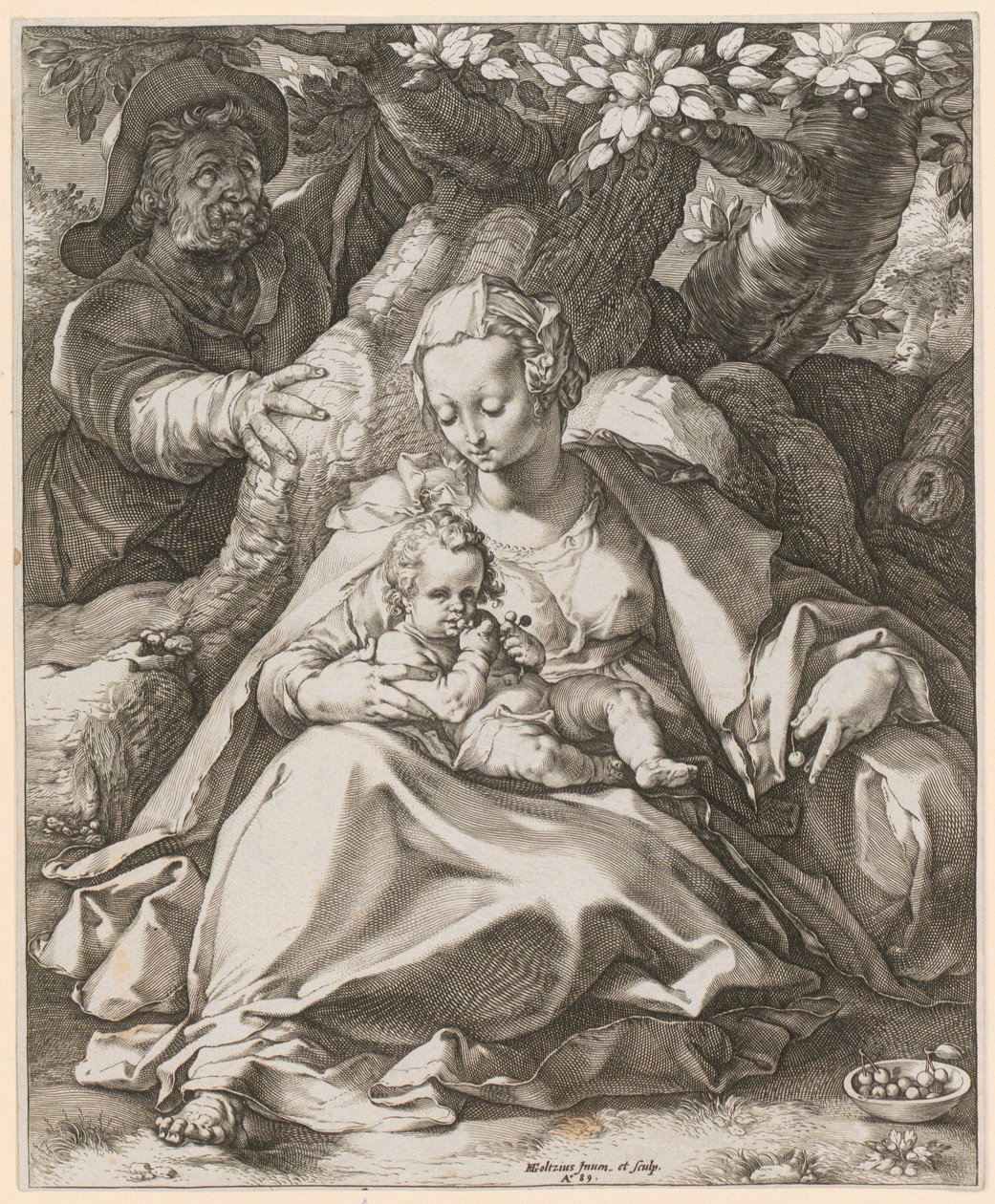 Holy Family under the Cherry Tree by Hendrick Goltzius