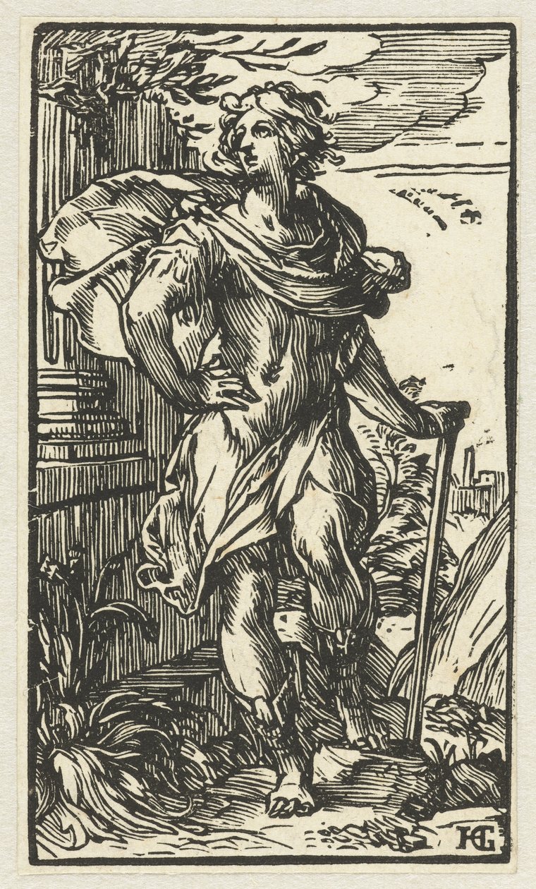 Young Man with Walking Stick by Hendrick Goltzius