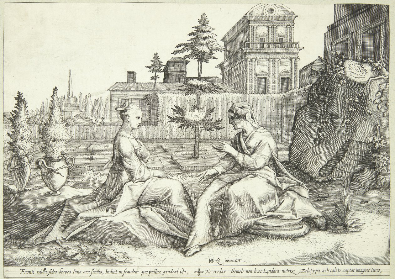 Juno in Disguise as Beroë Warns Semele by Hendrick Goltzius