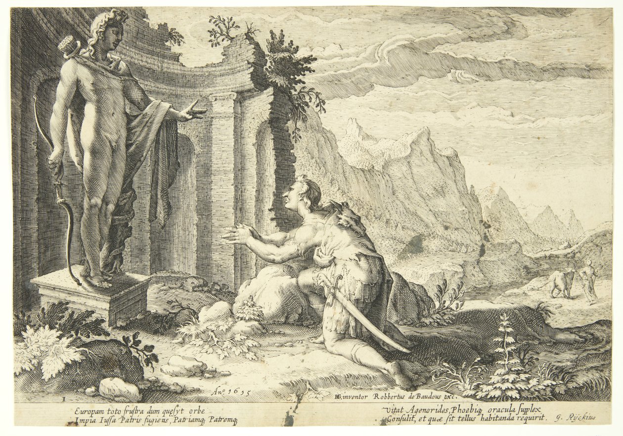 Cadmus Asks the Oracle at Delphi Where He Can Find His Sister Europa by Hendrick Goltzius