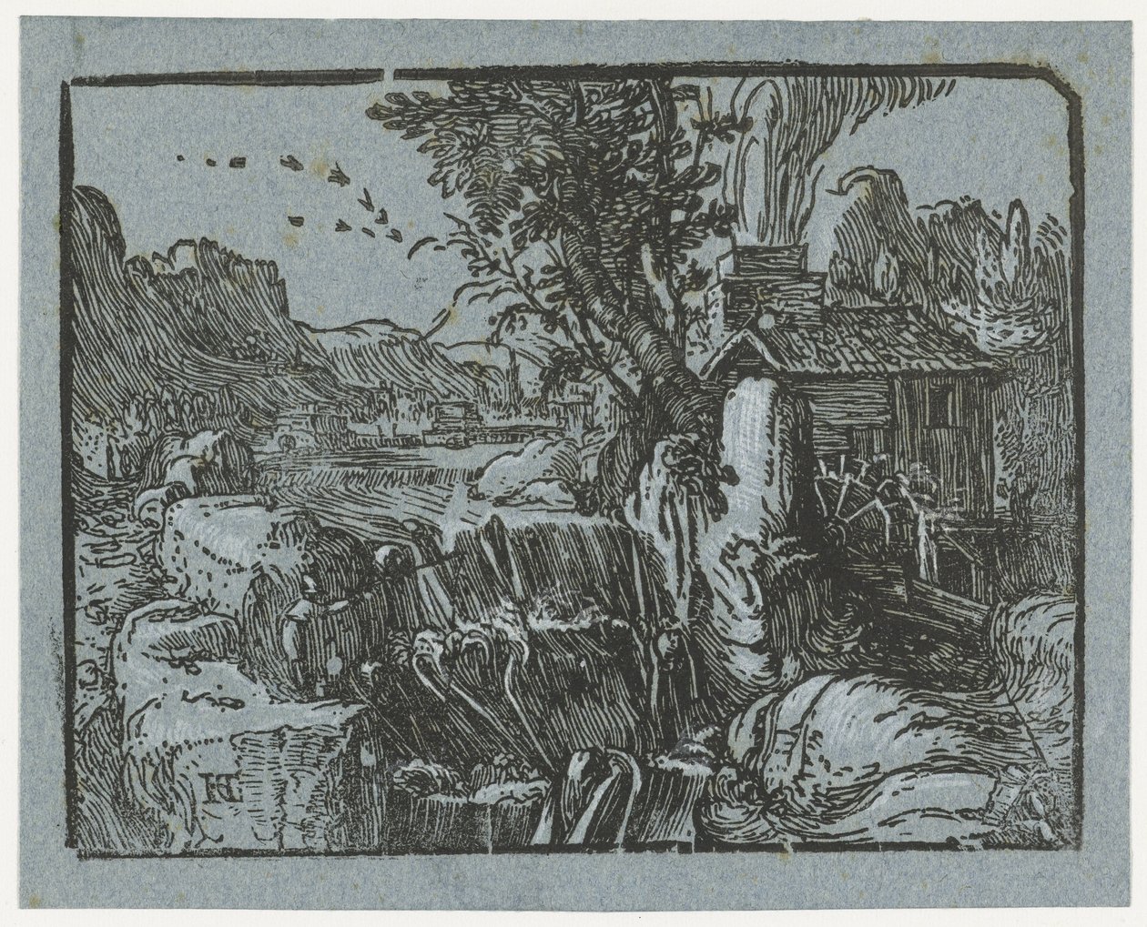 Landscape with Waterfall by Hendrick Goltzius