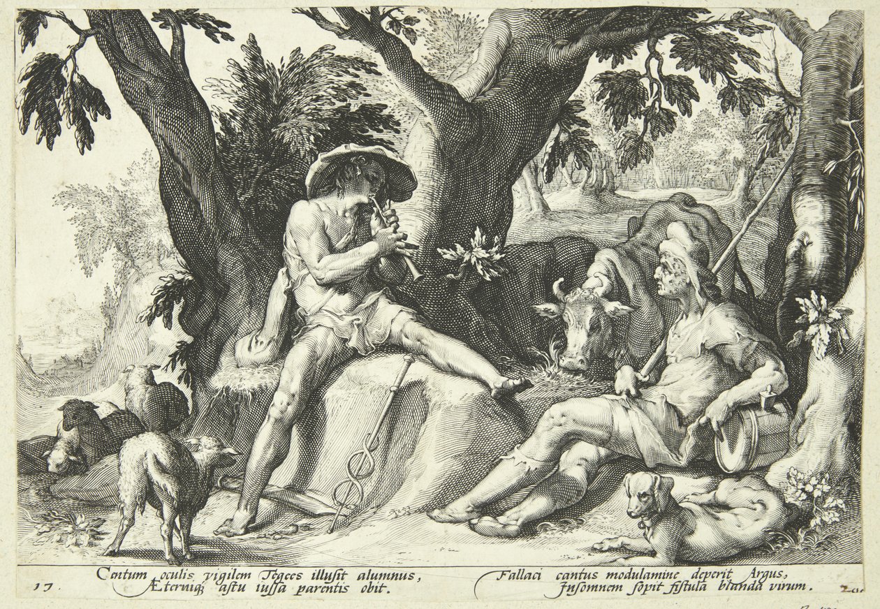 Mercury Lulling Argus to Sleep by Hendrick Goltzius