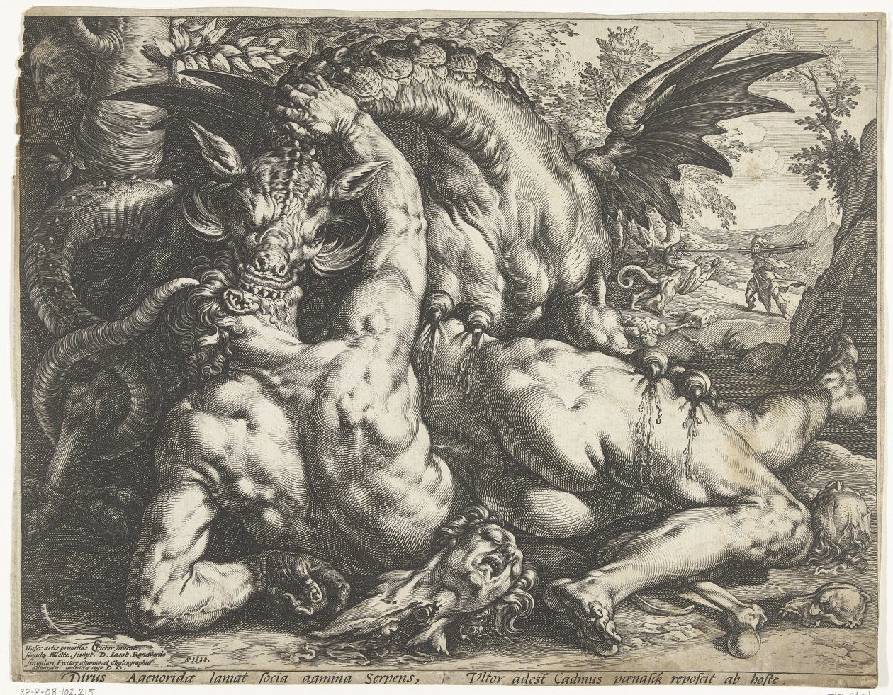 Companions of Cadmus Devoured by a Dragon by Hendrick Goltzius