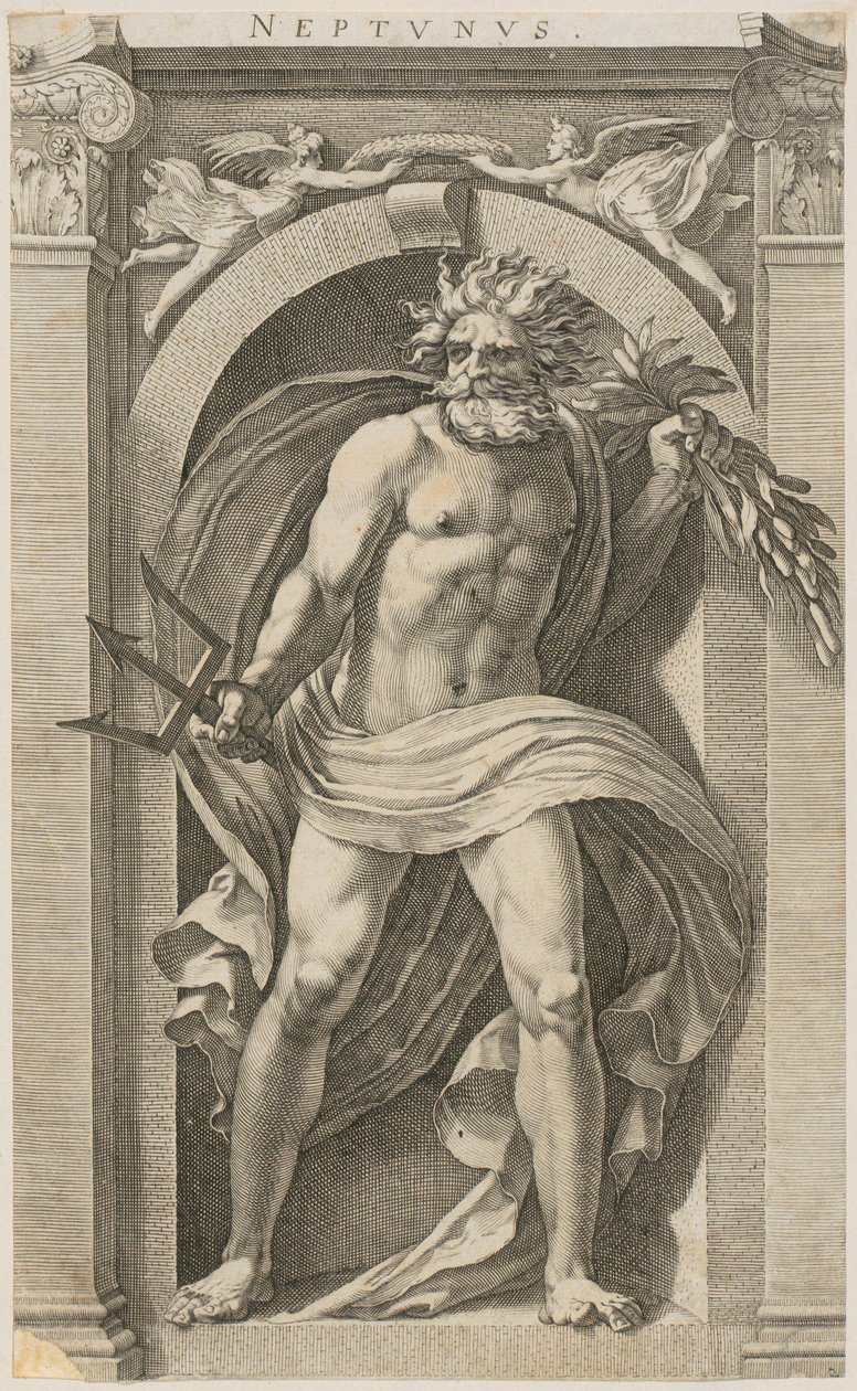 Neptune, Sheet 2 from the Series Eight Ancient Deities by Hendrick Goltzius