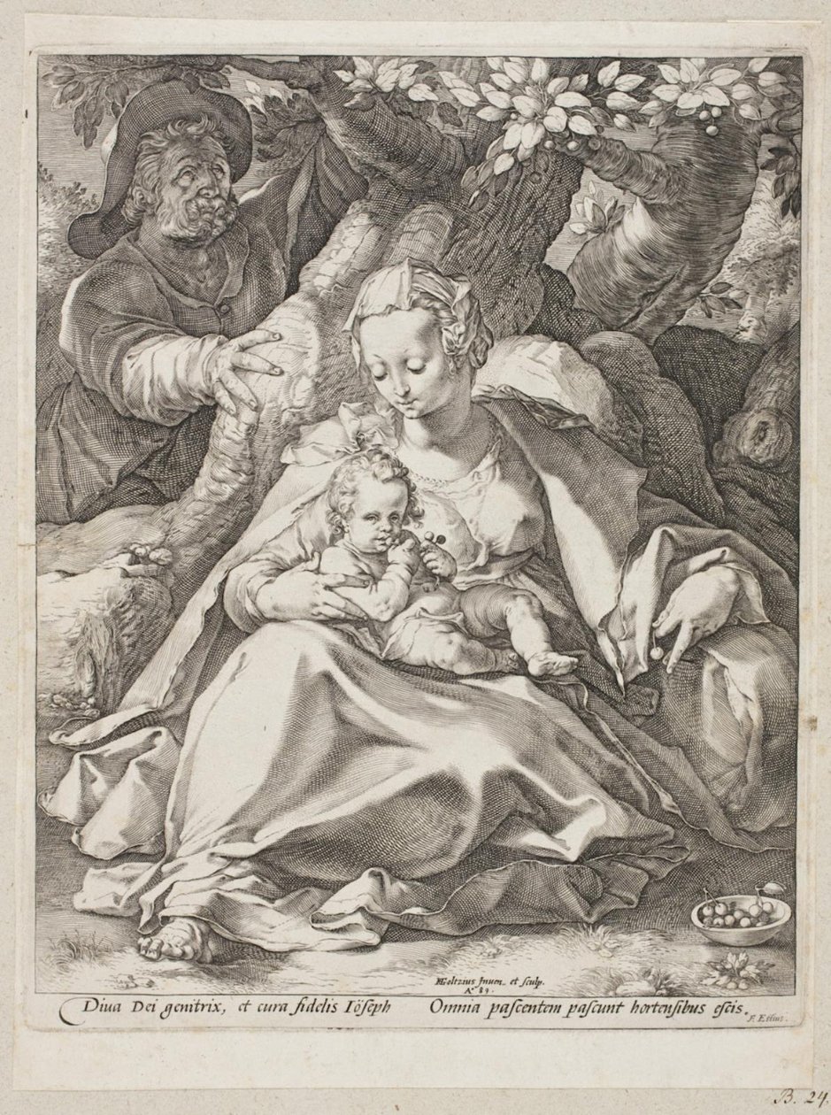 Rest on the Flight to Egypt Under a Cherry Tree by Hendrick Goltzius