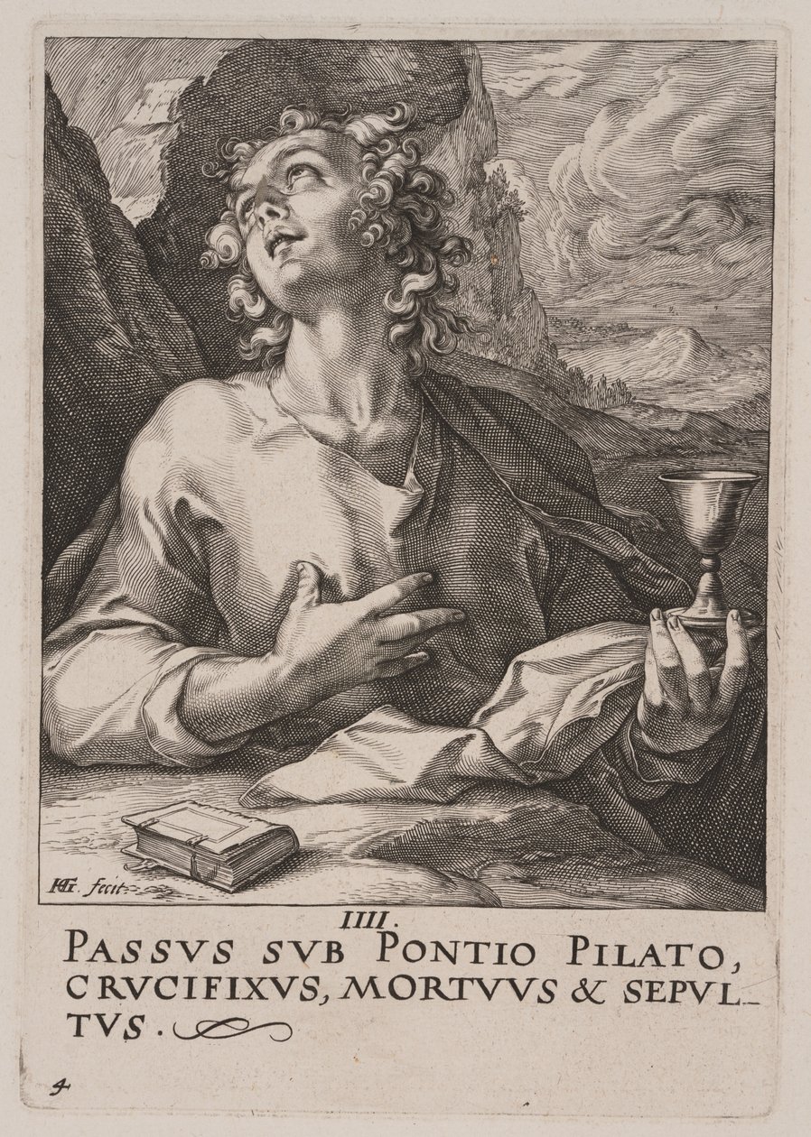 St John, from Christ, the Apostles and St Paul with the Creed by Hendrick Goltzius