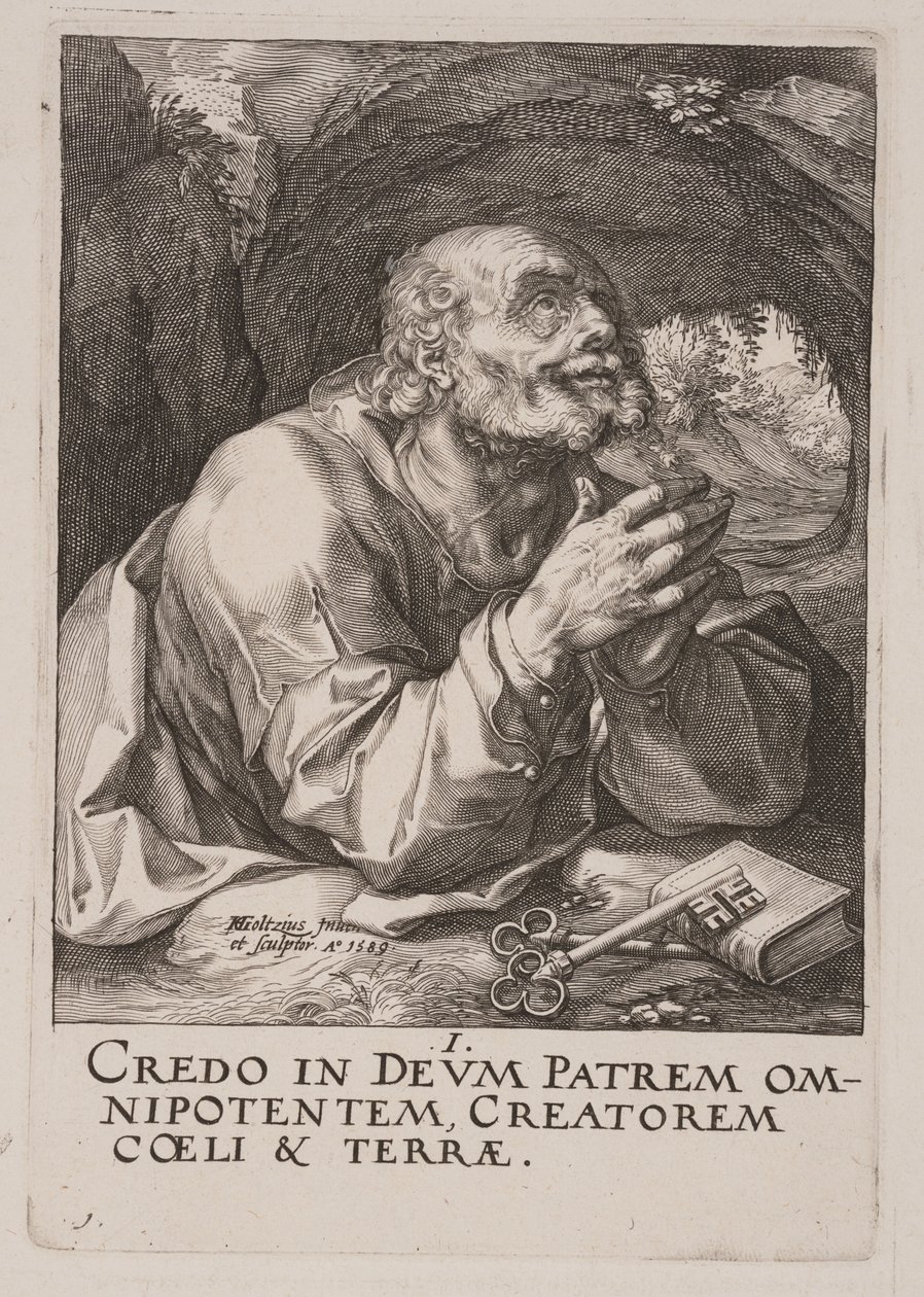 St Peter, from Christ, the Apostles and St Paul with the Creed by Hendrick Goltzius